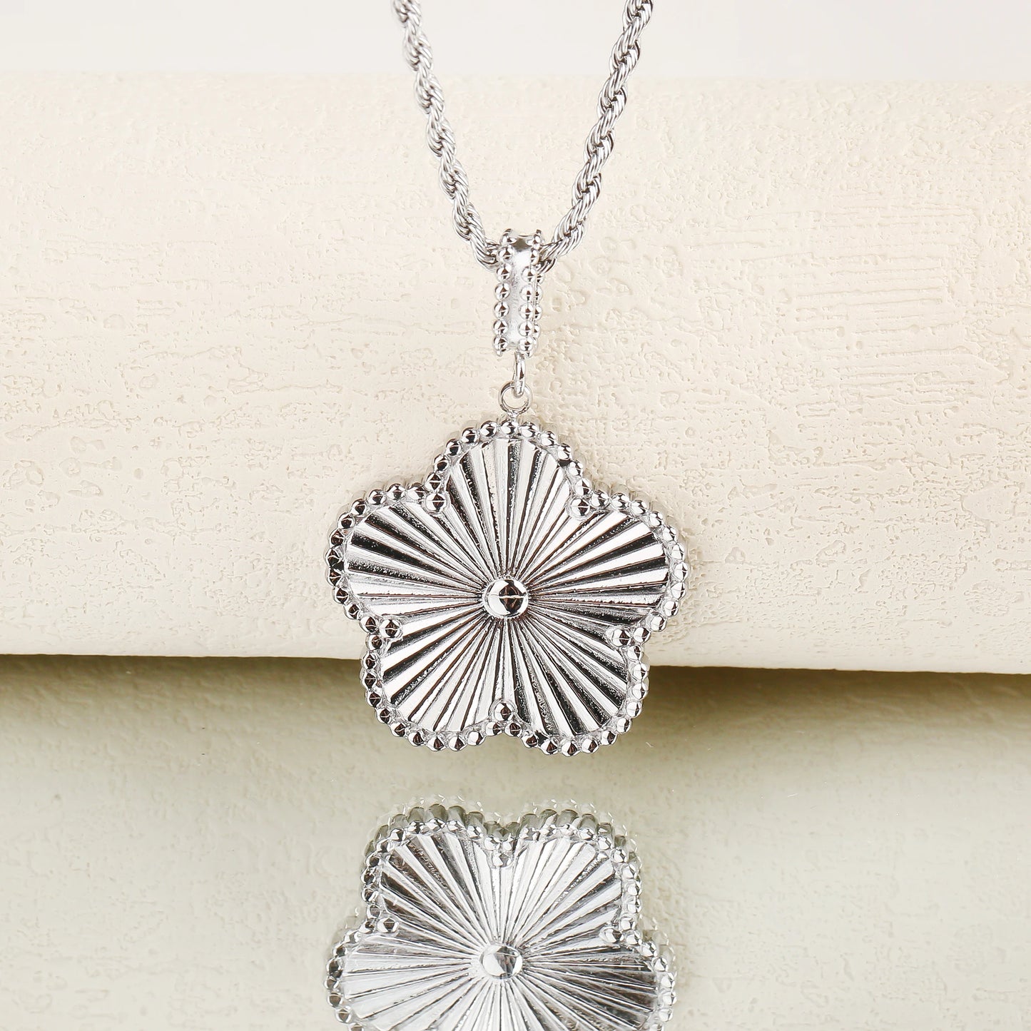 Classic Stainless Steel Metal Laser Sweater Chain Pendant Necklace