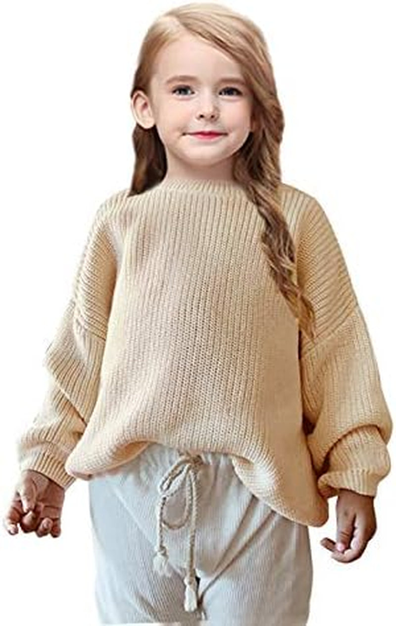 Baby Girl Boy Knit Sweater Long Sleeve Blouse Pullover Toddler Kids Solid Color Warm Sweatshirt Tops (Beige, 12-18 Months)