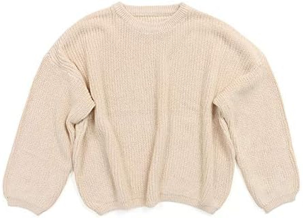 Baby Girl Boy Knit Sweater Long Sleeve Blouse Pullover Toddler Kids Solid Color Warm Sweatshirt Tops (Beige, 12-18 Months)