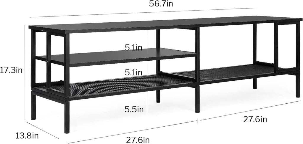 Industrial TV Stand for TV up to 65 Inch, TV Table TV Cabinet with Metal Frame, Entertainment Center TV Console Table for Living Room, Black