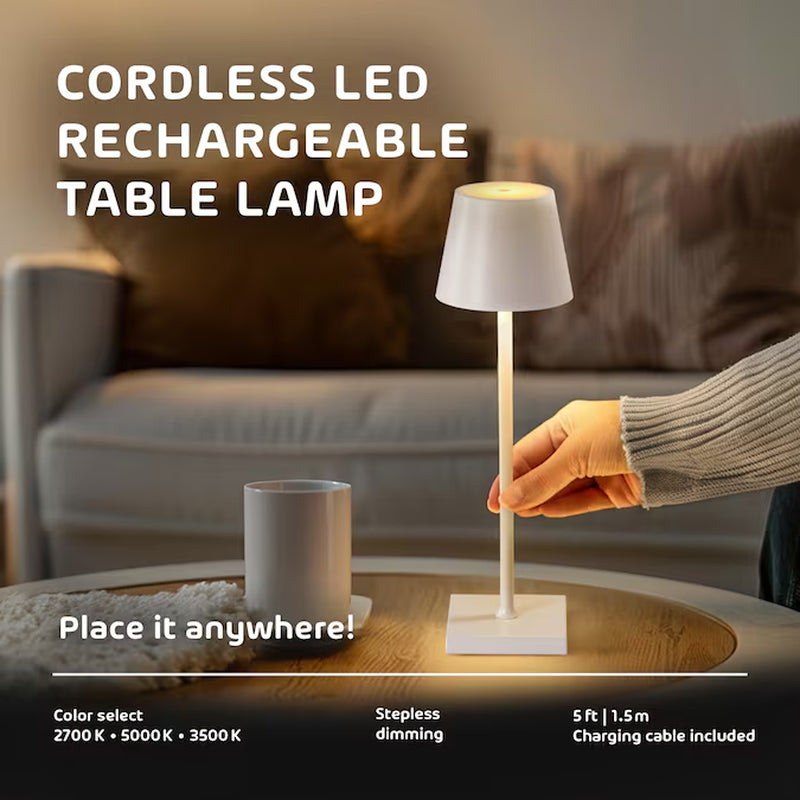 15-In Matte Black LED On/Off Switch Table Lamp with Plastic Shade