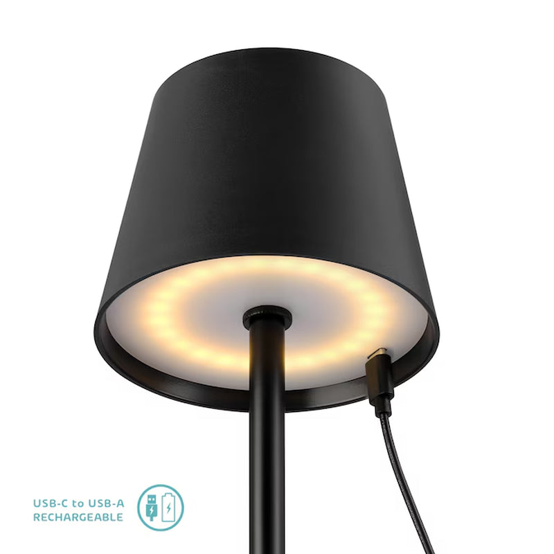 15-In Matte Black LED On/Off Switch Table Lamp with Plastic Shade